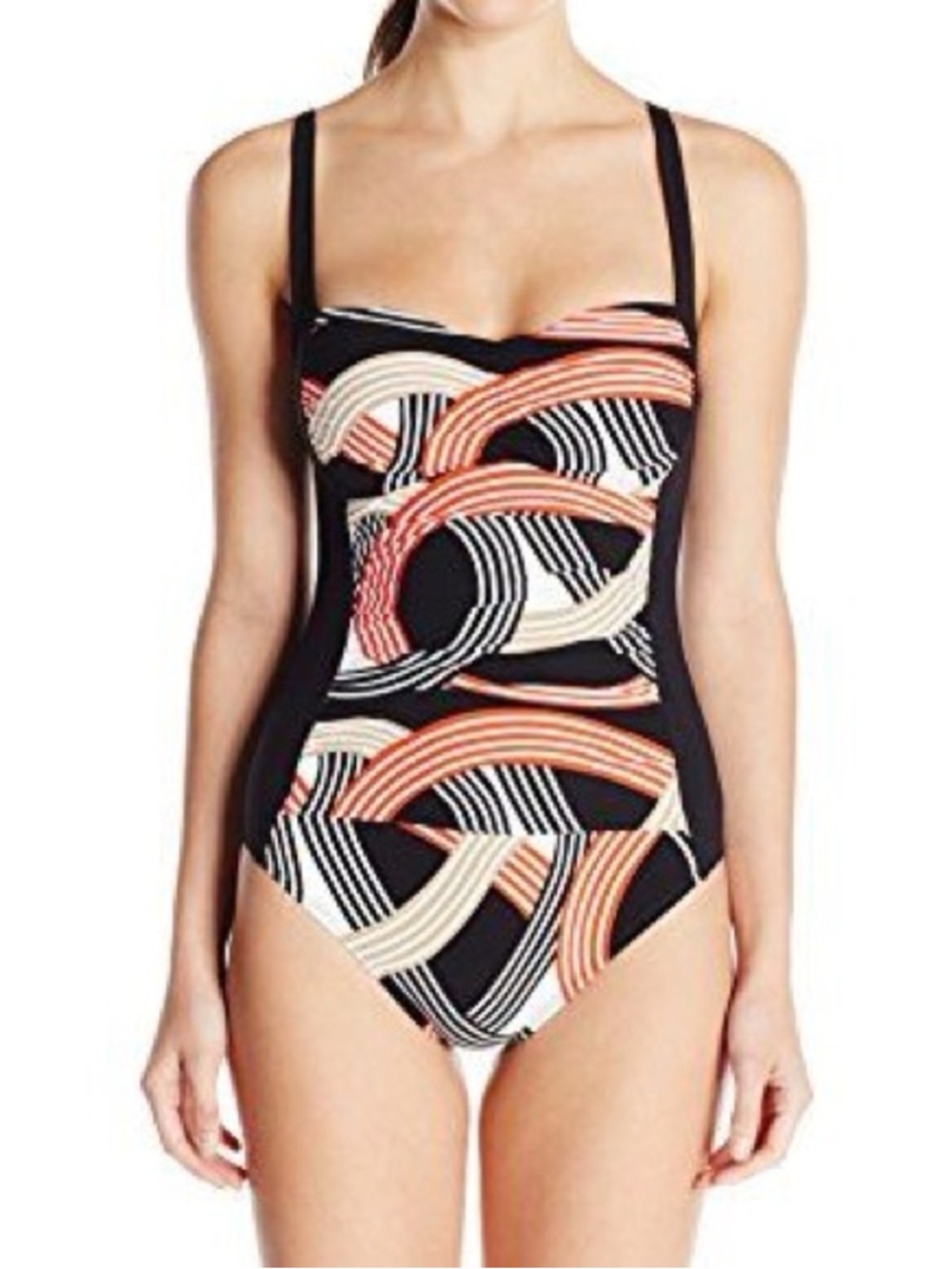La Blanca. Bandeau Tummy Control One Piece Swim Bathing Suit. Size 12.